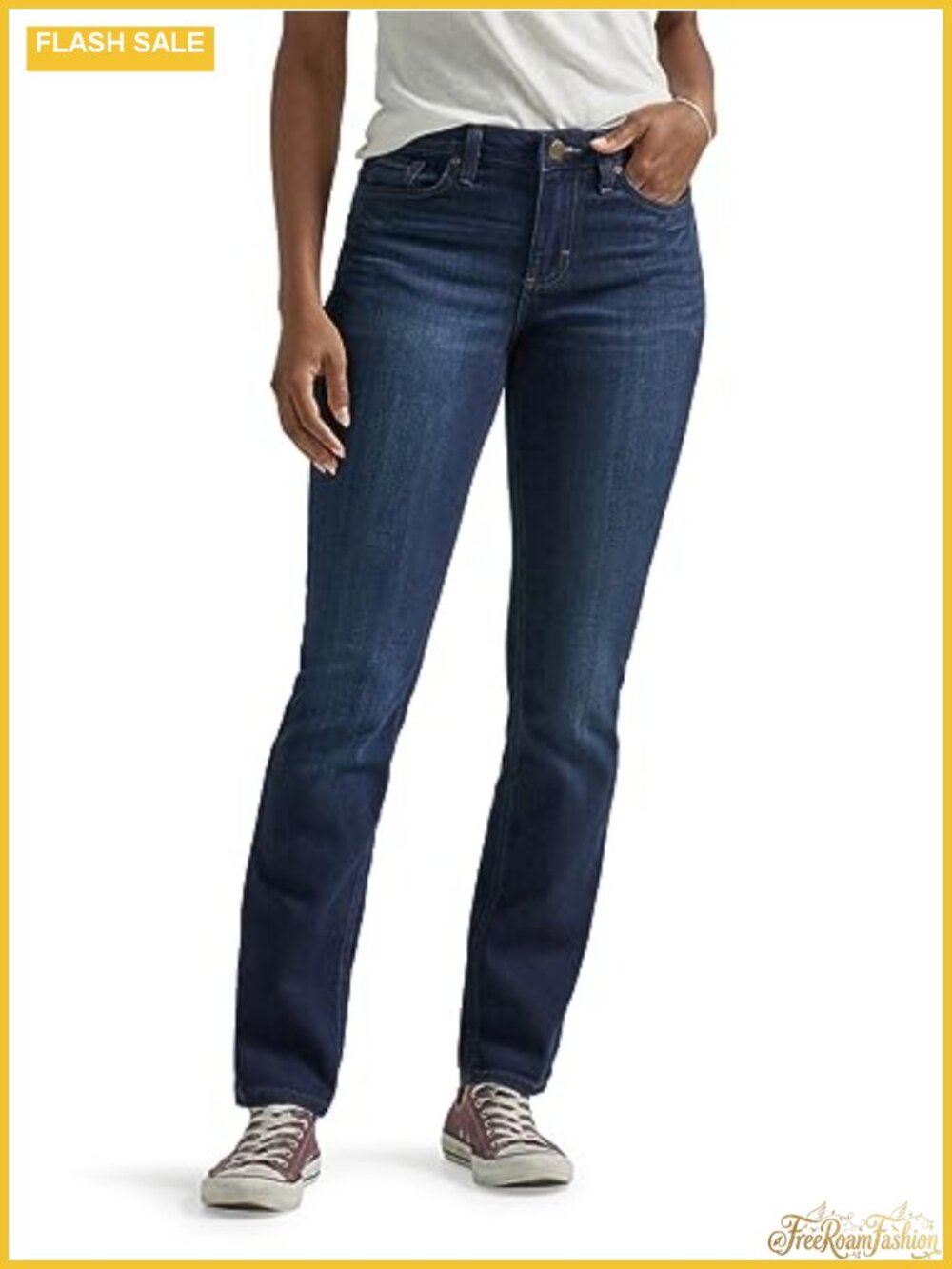Lee Women's Regular Fit Straight Leg Jeans Mid Rise Stretch Denim 5-Pocket